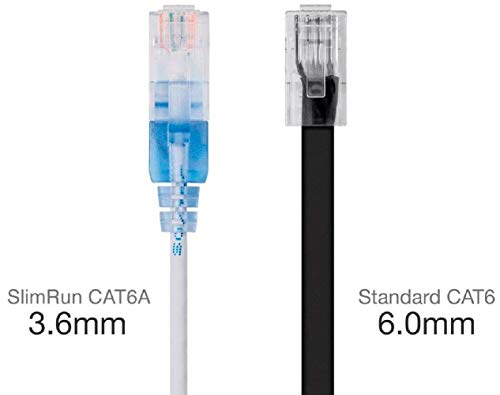 Image of Monoprice Cat6A Ethernet Network Patch Cable - 30 Feet - White | 5-Pack, 10G - SlimRun Series