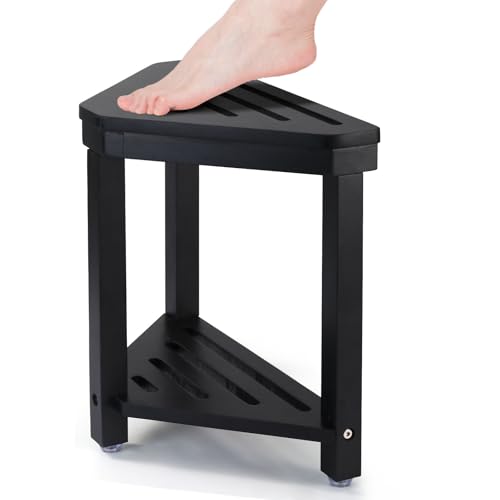 Boulphia Shower Foot Rest 14in, Acacia Wood Shower Stool for