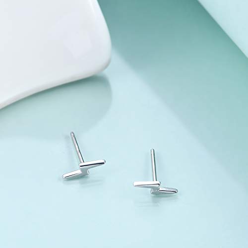 925 Sterling Silver Lightning Bolt Earrings, Small Earrings For Women (Lightning - Silver) #TOP1