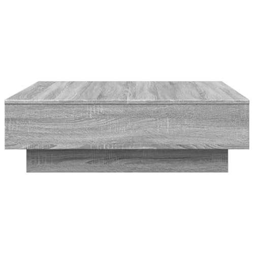 Table basse grise Sonoma 90x90 cm carrée en bois robuste avec rangement