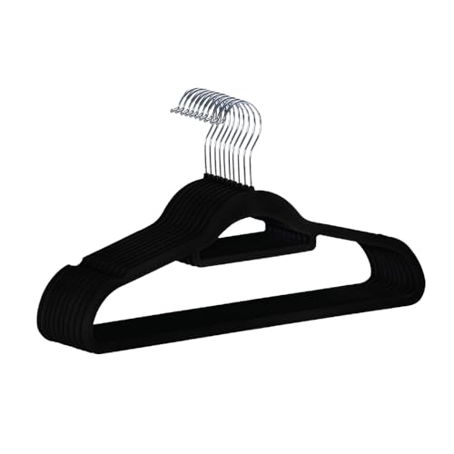 ANSIO Paquete de 10 Perchas de Terciopelo, Antideslizantes, ultradelgadas, con Barra de Corbata y Gancho Giratorio de 360°, Organizador de Almacenamiento de Armario Que Ahorra Espacio para Abrigos