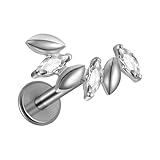 Genérico de oreja con espalda plana – Piercing de circonita – s de oreja con espalda plana | para fiesta, boda, vacaciones, concierto, festival, citas evento