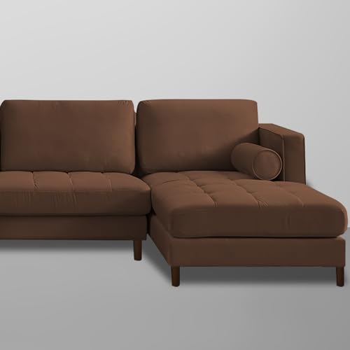 Image of Lezra RHS 4 Seater L Shape Sofa Set for Living Room (Brown Fabric) Premium Fabric Sofa