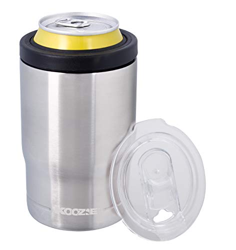 Koozie Stainless Steel Double Wall Vacuum Insulated Triple Can Cooler, Bottle or Tumbler - 12 oz. (Silver)