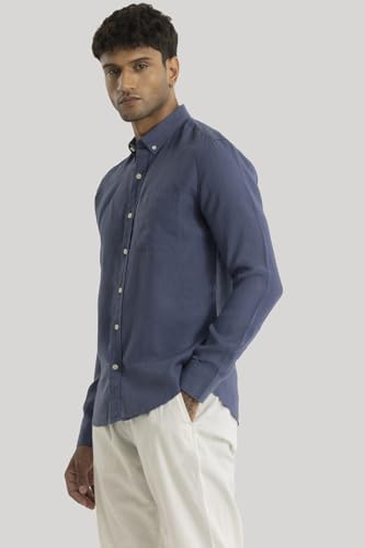 Image of SNITCH Aurelio Blue Plain Linen Shirts