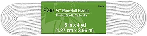 Dritz Notions Elastic Non Roll 1/2″x4yd Wht ,White