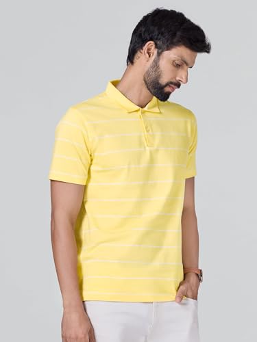 Image of XYXX Iinea Men's Stripe Cotton T-Shirt | Polo Collor Tshirts | Half Sleeves | Stripe-Slim Fit