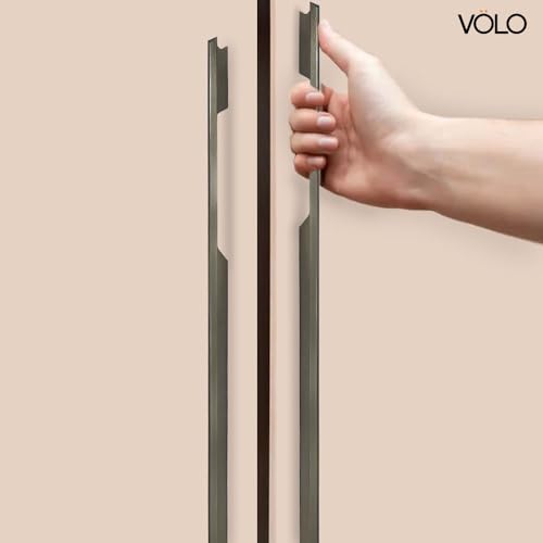 Image of VOLO Aluminium Wardrobe Handle - Elegant Pull Handle for Wardrobe Doors, Cabinet Doors, and Drawers in Kitchen, Office, and Bedroom (Pack of 2 Pieces) (SAC-31 Satin Black 36 Inch (900mm))