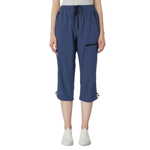 Women's Hiking Capris Quick Dry Lightweight Elastic Waist Cargo Capri with 4 Pockets UPF 50+ for Outdoor，Golf2