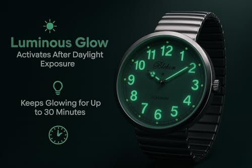 Blekon Collections New Super Large Face Stretch Band Luminous Hands and Numbers Dial Japanese Movement PC21J Fashion Watch