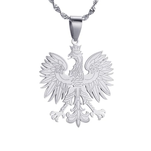 Everyiod Pologne Carte Pendentif Colliers Bijoux, Carte De Pologne Pays Collier Pendentif Chaîne Colliers, Relation Longue Distance Cadeau Pour Femmes Hommes, Blanc, 50 Cm