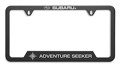 Subaru " ADVENTURE SEEKER " License Plate Frame SOA342L163 BLACK Outback Legacy Wrx STi Impreza Forester Tribeca Crosstrek Brz Ascent Solterra