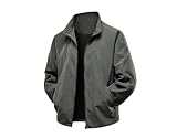 Grosor: fino Chaqueta de manga larga para hombre, informal, para exteriores, con cremallera completa, Ejército EN8, M