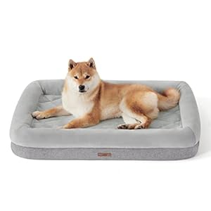 Lesure Sofá Ortopédica Perro Grande – Cama Perro Relajante y Transpirable de Espuma Memoria y Carbón de Bambú, con Funda Lavable y Forro Impermeable, 89x56x16cm, Gris, L