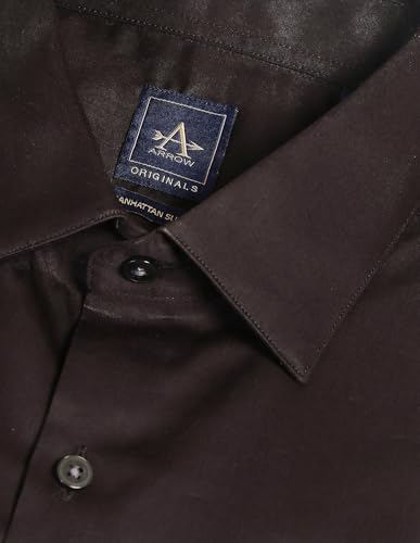 Image of Arrow Solid Slim Fit Mens Formal Shirt - 100% Cotton, Breathable & Comfortable, Full Sleeves Shirts for Men