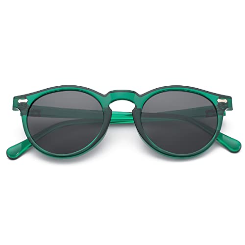 Image of Gleyemor Vintage Polarized Sunglasses for Men Round Sunglasses UV400 Protection Retro Hand-crafted Acetate Frame