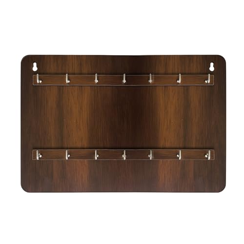 Wooden Key Holder Wall Mounted Hook Hanger, Brown