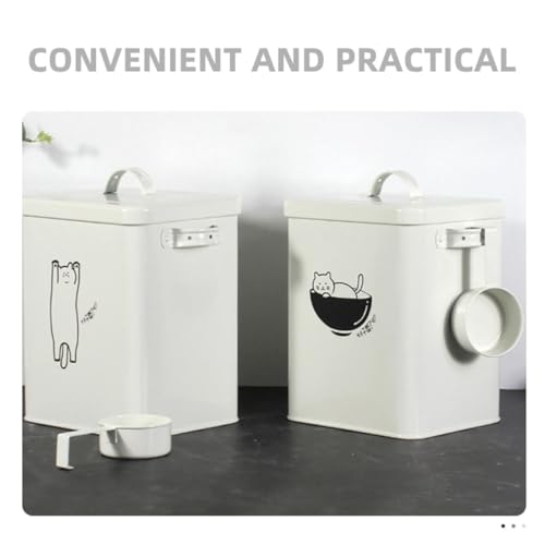 Boîte de rangement nourriture de chien en tôle blanche premium - 4