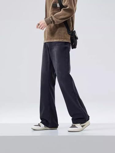 Jeans Pants Trousers Denim Versatile Simple Style High End Black Micro Pull Men's Washed Floor Comfortable4