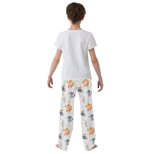 ZZXXB Bear Raccoon Music Note Boys Long Pants Soft Trousers Elastic Waist Kids Lounge Bottoms with Pockets S-XL3