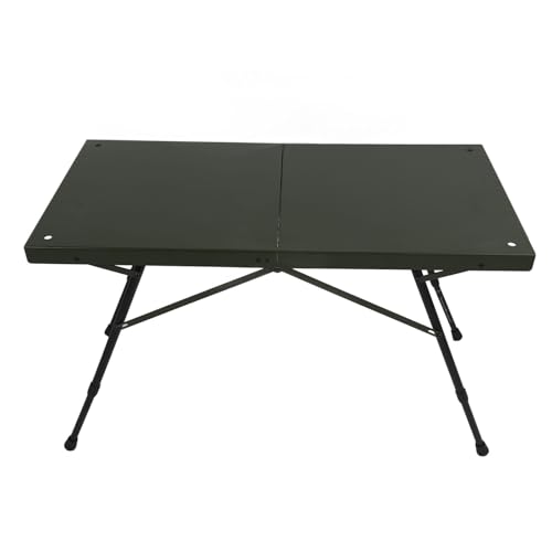 Kikumi Mesa de Camping Verde Mesa Plegable de Camping Ligera de Aleación de Aluminio Ajustable en Altura con Bolsa de Almacenamiento Picnic Tour de Conducción Automática