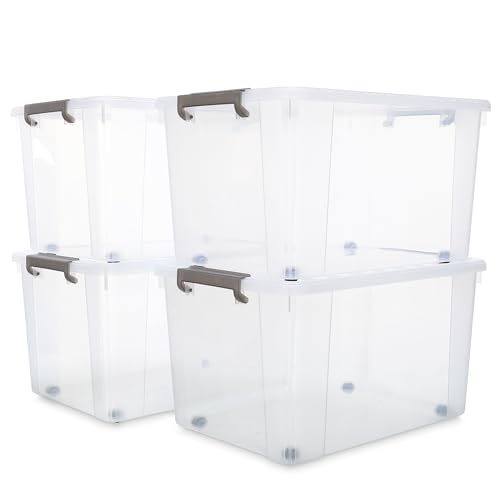 Image of Citylife 69 QT Plastic Storage Bins with Latching Lids Stackable Storage Containers for Organizing Large Clear Storage Box for Garage, Closet, Kitchen, 4 Packs