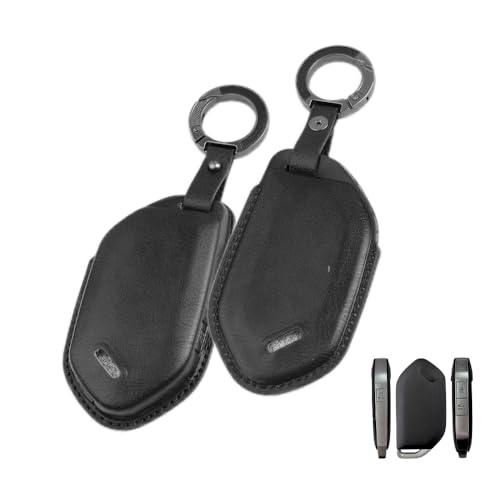 Image of keyzone dual leather key cover compatible for Kia Syros, EV6, EV9 smart key