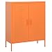 Gecheer Armadietto,Credneza,Mobiletto,Armadiomper Ufficio,per Interno,in Acciaio,Metallo,Metallico,con 2 Ante,2 Ripiani Regolabili,Colore Arancione,Mobile Basso,80x35x101,5 cm