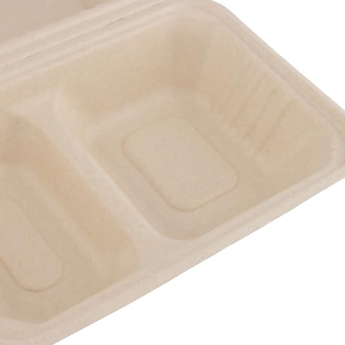 FAAING 75 Stück 900ml Einweg Menübox, 2 Fächer Lunchbox Pappe Einweggeschirr Zuckerrohr, Menüschalen mit Deckel, Bagasse Take Away Box mit Klappdeckel, To Go Verpackungen Essen