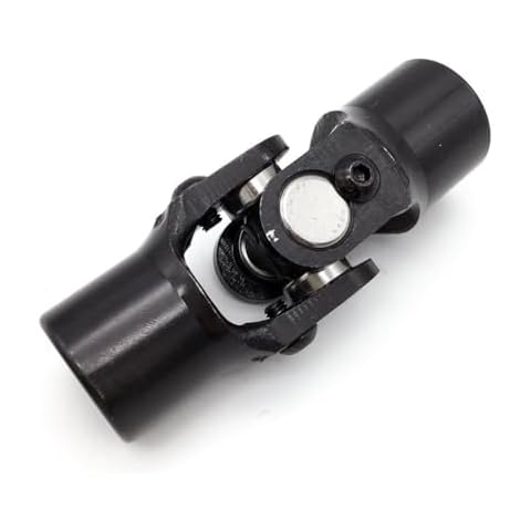 Ensun 3/4" Round x 3/4" Smooth Black Single Steering Shaft Universal U Joint Maximum Working Angle 35° Degree, Total Length 96mm (3-3/4") Cover