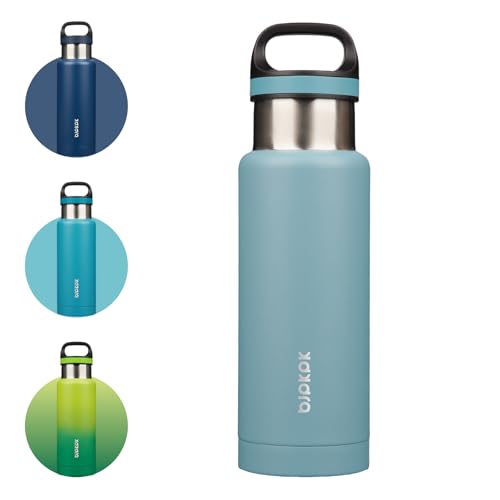 Image of BJPKPK Insulated Water Bottle 18OZ Stainless Steel Water Bottle with Handle Double Walls Vacuum Insulated BPA Free Flask, Light Blue