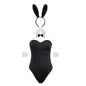 YUANMO 5 stuks Playboy Bunny Girl kostuum outfit charmante dessous, charmante bunny Suit zwart