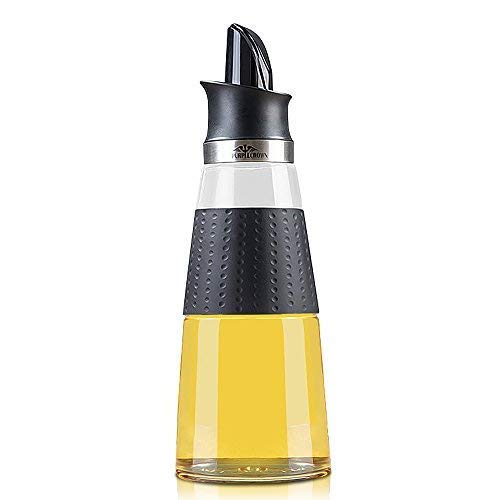 PURPLECROWN 500ml Olive Oil Dispenser Bottle,Seasoning bottle, Condiment Container Oil Glass Bottle For Kitchen Black