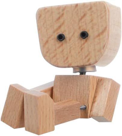 Whimsical Shaking Figurine, Wooden Man with Swappable Face Plates, Fun Kinetic Desk Decor for Office &amp; Home, Engaging Gift for Coworkers &amp; Friends