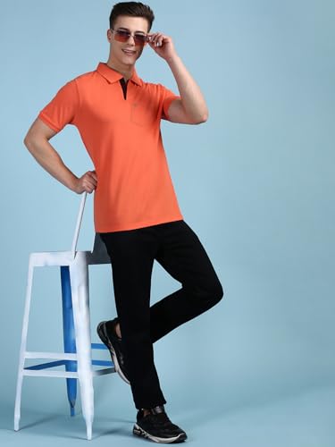 Image of Lux Cozi Men's Half Sleeve Soild Casual Regular Fit T-Shirt with Chest Pocket | Polo Tshirt for Men