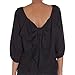 Humble Chic Bow Back Blouse - Long Sleeve Chiffon Top Backless Tunic Shirt, Black MEDIUM