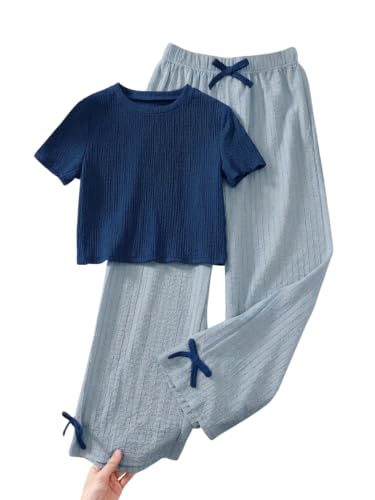 Image of TAGAS Girls Tank Top & Palazzo Pants Set | Bow Detail Co-ord Outfit | Round Neck Regular Fit Casual Wear