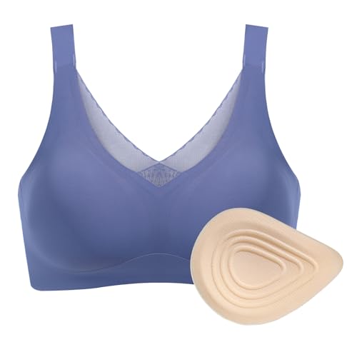Image of Seamless Post-Surgery Bra for Women, Pocket Mastectomy Bras for Breast Prosthesis with Cotton Breast Forms Set