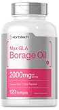 Horbäach Borage Oil Capsules 2000 mg | 120 Softgels | 320mg of GLA | Cold Pressed Seed Oil Supplement
