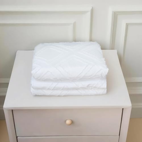 Image of Mejoroom White Boho Duvet Cover Full - Boho Bedding - Soft and Breathable Tufted Comforter Cover with Zipper Closure, 3Pieces, 1 Duvet Cover (80 inchx90 inch) and 2 Pillow Cases(20 inchx26 inch)