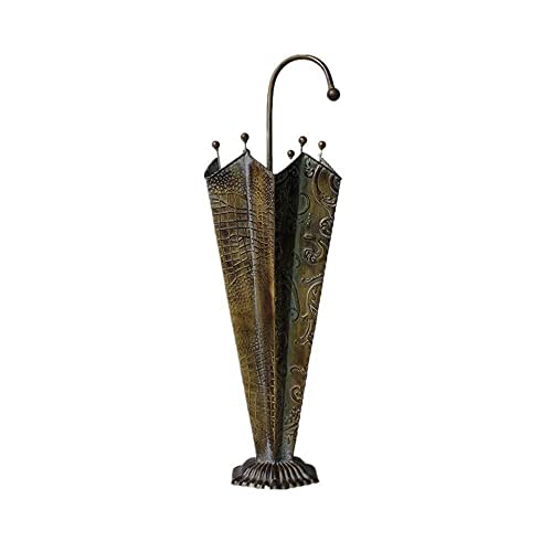 FALIYORS Drain Tray Umbrella Stand, Iron Wrought Wrought Iron Umbrella Bucket brassColor Umbrella Frame Storage