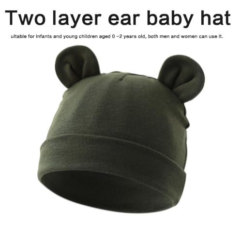 Double Layer Baby Hat with Lovely Ears Designing for 0 to 2 Years Infants Toddler Unisex Solid Color Warm Bonnet Caps4