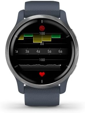 Garmin Venu 2 GPS smartwatch with all-day health monitoring, Silver Bezel with Granite Blue Case and Silicone Band