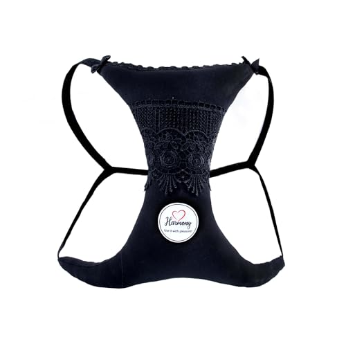 XORIA Breast Pillow – Soft 100% Cotton, Breast Pillow for Side Sleepers, Anti-Wrinkle Chest Support, Adjustable Strap, Breathable Fabric (Black)