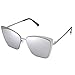 Produktbild SOJOS Sonnenbrille Rechteckig Katzenaugen Neue Modell Flach Linsen Groß SJ1086 mit Silber Rahmen/Silber verspiegelt Linse