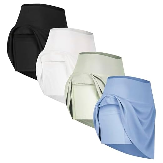 Real Essentials 4 Pack Women's Ribbed Active Skort