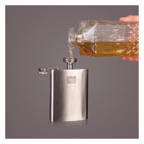 Image of VacuVin Brushed Steel Hip Flask and Funnel