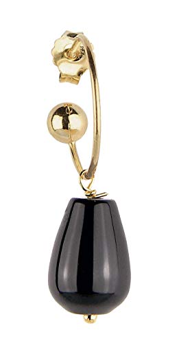 Lebole Gioielli - Colección Gotico Bell - Pendiente individual para mujer, de plata y piedra negra
