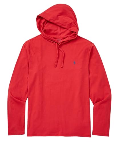 POLO RALPH LAUREN Mens Classic Fit Soft Touch Long-Sleeve Tee, Hooded Fadded Red, Large