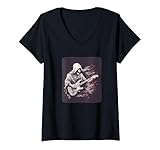 Photo Gallery donna pretty ghost con chitarra elettrica costume maglietta con collo a v Photo Gallery donna pretty ghost con chitarra elettrica costume maglietta con collo a v